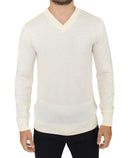 Off-White V-Neck Wool Blend Pullover Ermanno Scervino