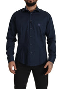 Navy Elegance Cotton Dress Shirt - Allure Absolue