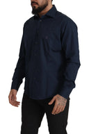Navy Elegance Cotton Dress Shirt - Allure Absolue