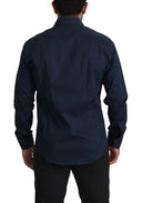 Navy Elegance Cotton Dress Shirt - Allure Absolue