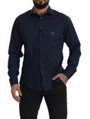 Navy Elegance Cotton Dress Shirt - Allure Absolue