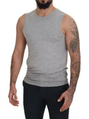 Chic Gray Sleeveless Crewneck Tee - Allure Absolue