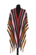 Multicolor Wool Women Poncho - Allure Absolue