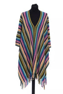 Multicolor Wool Women Poncho - Allure Absolue