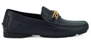 Elegant Navy Blue Calf Leather Loafers Versace
