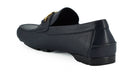 Elegant Navy Blue Calf Leather Loafers Versace