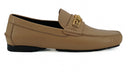 Exquisite Medusa Gold-Tone Leather Loafers Versace