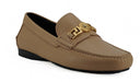 Exquisite Medusa Gold-Tone Leather Loafers Versace
