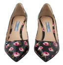Elegant Floral Print Leather Pumps Prada