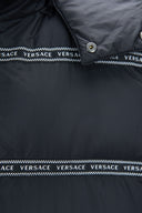 Elegant Black Logo Band Vest with Detachable Hood Versace