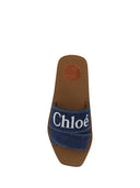 Sumptuous Cotton Woody Slide Sandals in Denim Blue Chloé