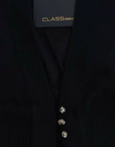 Elegant Black Cropped Virgin Wool Cardigan Cavalli