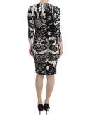 Elegant Printed Jersey Sheath Dress Cavalli