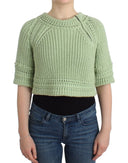 Chic Green Cropped Cotton Sweater Ermanno Scervino