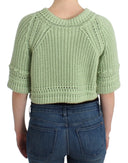 Chic Green Cropped Cotton Sweater Ermanno Scervino