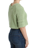 Chic Green Cropped Cotton Sweater Ermanno Scervino