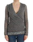 Elegant Gray Wool Blend Deep V-neck Sweater Ermanno Scervino