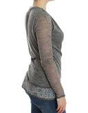 Elegant Gray Wool Blend Deep V-neck Sweater Ermanno Scervino