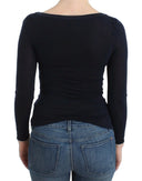 Elegant Blue Long Sleeve Lace Top Ermanno Scervino