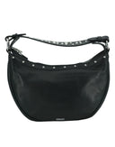 Elegant Black Leather Hobo Shoulder Bag Versace