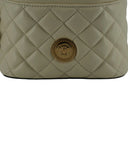 Elegant Small White Leather Bucket Shoulder Bag Versace