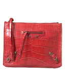Exotic Red Alligator Leather Clutch Balenciaga