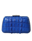 Electric Blue Crocodile Skin Clutch Balenciaga