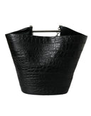 Elegant Black Crocodile Leather Maxi Bucket Bag Balenciaga