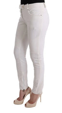 Chic White Slim Fit Cotton Pants - Allure Absolue