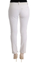 Chic White Slim Fit Cotton Pants - Allure Absolue