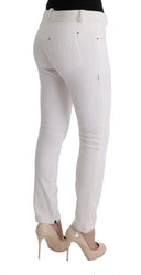 Chic White Slim Fit Cotton Pants - Allure Absolue