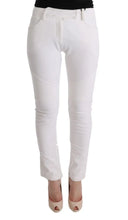 Chic White Slim Fit Cotton Trousers - Allure Absolue