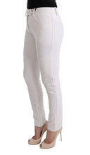 Chic White Slim Fit Cotton Trousers - Allure Absolue