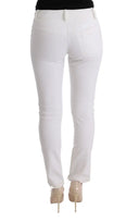 Chic White Slim Fit Cotton Trousers - Allure Absolue