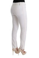 Chic White Slim Fit Cotton Trousers - Allure Absolue