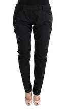 Sleek Black Cotton Slim Fit Pants - Allure Absolue