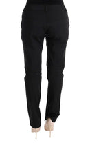 Sleek Black Cotton Slim Fit Pants - Allure Absolue