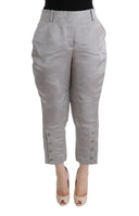 Chic Gray Cropped Silk Pants - Allure Absolue