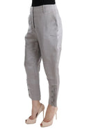 Chic Gray Cropped Silk Pants - Allure Absolue