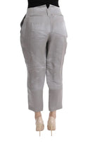 Chic Gray Cropped Silk Pants - Allure Absolue