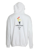 White Cotton Logo Hooded Pullover Sweatshirt Sweater Balenciaga