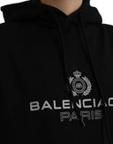 Black Cotton Logo Hooded Pullover Sweatshirt Sweater Balenciaga