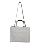 White Top Handle Canvas Leather Logo Crossbody Tote Bag Versace