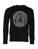 Black Medusa Embroidery Crew Neck Pullover Sweater Versace