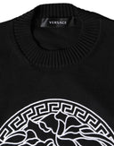 Black Medusa Embroidery Crew Neck Pullover Sweater Versace