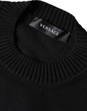 Black Medusa Embroidery Crew Neck Pullover Sweater Versace