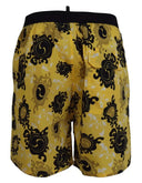 Yellow Black Printed Nylon Beachwear Shorts Swimwear Dsquared²