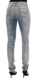 Chic Light Blue Torn Slim Fit Jeans - Allure Absolue