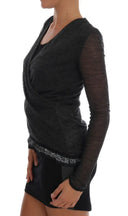 Chic Gray Lace Sleeve Blouse - Allure Absolue