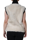 White WARRENFORD Shearling Leather Vest Coat Jacket Burberry